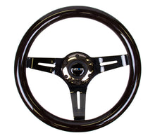 Load image into Gallery viewer, NRG Classic Wood Grain Steering Wheel (310mm) Black w/Black Chrome 3-Spoke Center, performance car parts, DTX Performance
