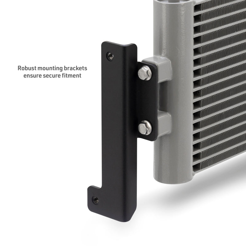 Mishimoto 10-24 Toyota 4Runner 4.0L Transmission Cooler with mounting brackets for secure fitment in performance car tuning.
