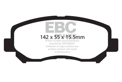 EBC 12+ Mazda CX-5 2 Redstuff Front Brake Pads for performance upgrades and high performance brakes. DTX Performance veteran owned.