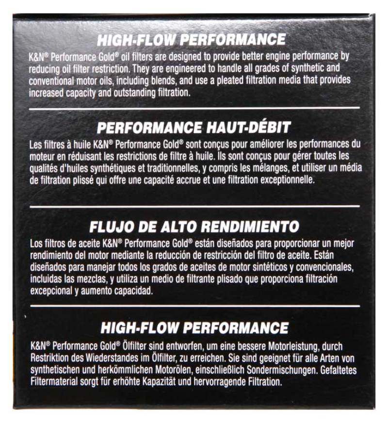K&N Performance Gold oil filters box
