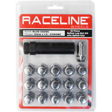 Load image into Gallery viewer, Raceline Spline Lug Nut Kit with Spline Key 12 x 1.5 - 16 Pack - Chrome for performance car parts by DTX Performance