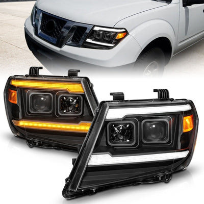 ANZO 09-20 Nissan Frontier Black Projector Plank Style DRL w/ Switchback & Sequential LED DRL for performance upgrades