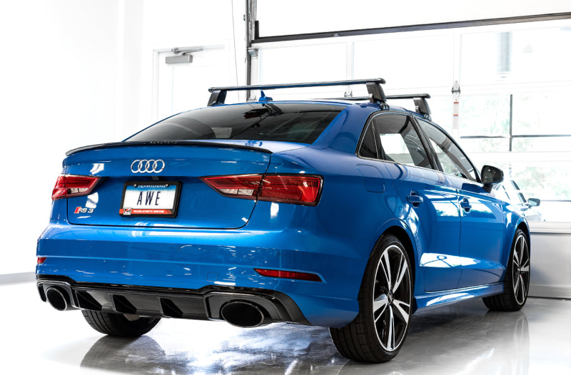 AWE Tuning 17-19 Audi RS3 8V Track Edition Exhaust - Diamond Black Tips RS-Style Tips - DTX Performance