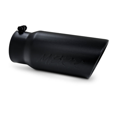 MBRP Universal Tip 5 O.D. Angled Rolled End 4 inlet 12 length - Black Finish for performance car parts and upgrades