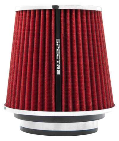 Spectre Adjustable Conical Air Filter 5-1/2in. Tall in red for performance car tuning and engine upgrades.