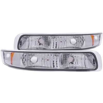 ANZO 1999-2002 Chevrolet Silverado 1500 Euro Parking Lights Chrome w/ Amber Reflector, performance car parts by DTX Performance