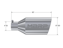 Load image into Gallery viewer, MBRP Universal Tip 8in O.D. Rolled End 4in inlet 18in length T304 - performance car parts
