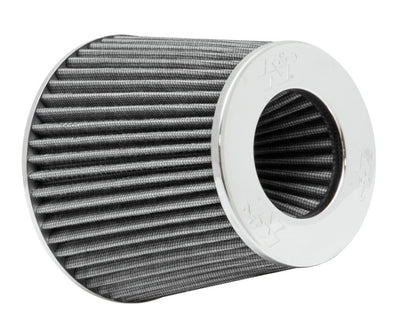 K&N Universal Filter Chrome Round Tapered White - 4in Flange ID x 1.125in Flange Length x 5.5in H, performance car parts