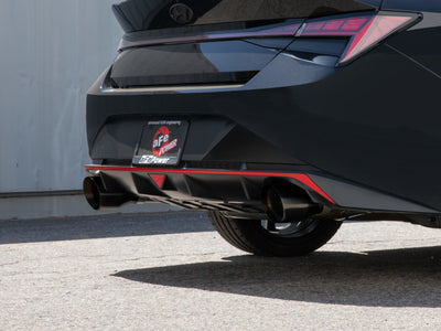 aFe Takeda Hyundai Elantra N 22-23 L4-2.0L (t) 3in 304 SS Cat-Back Exhaust w/ Black Tips installed on car