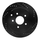 R1 2003-2024 Infiniti FX37 Rear Right Drilled & Slotted Black Brake Rotor