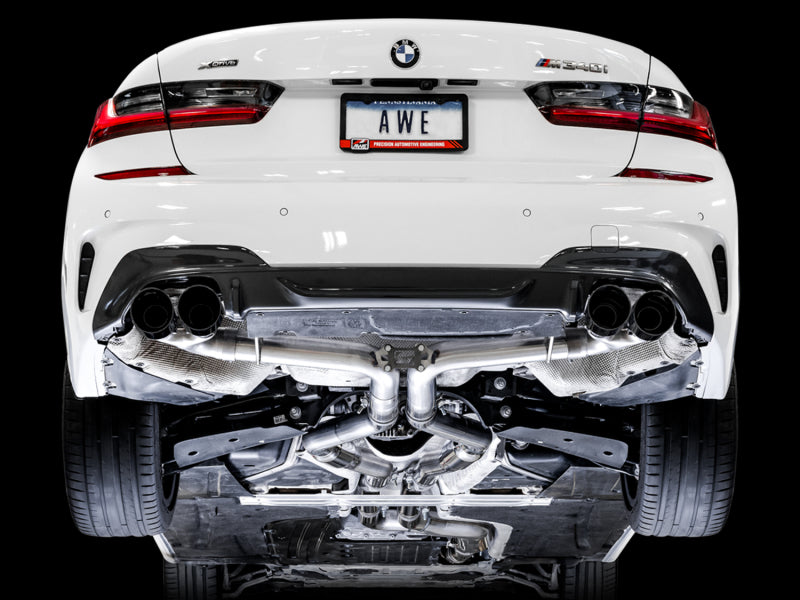 AWE Tuning 2019+ BMW M340i (G20) Track Edition Exhaust - Quad Diamond Black Tips - DTX Performance