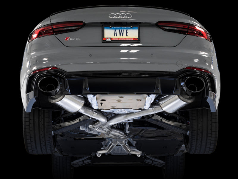 AWE Tuning Audi B9 RS 5 Sportback Touring Edition Exhaust-Non Resonated- Diamond Black RS Style Tips - DTX Performance