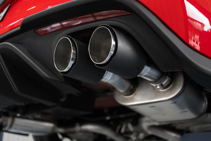 MBRP 18-20 Ford Mustang GT 5.0 w/ Quad Tip Active Exhaust Cat Back Split Rear T304 w/ Carb Fib Tips - DTX Performance