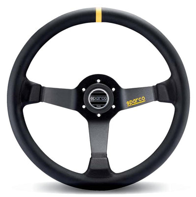 Sparco Steering Wheel 345 Leather Black for performance car tuning at veteran owned shop DTX Performance, aftermarket high performance auto parts