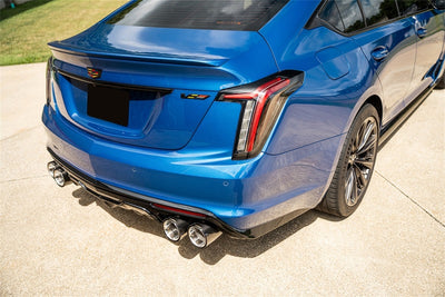 Corsa 2022-25 Cadillac CT5 V Blackwing 3in. Cat-Back exhaust on blue car
