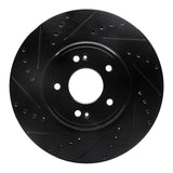R1 18-23 Genesis G70 Front Left Drilled & Slotted Black Brake Rotor