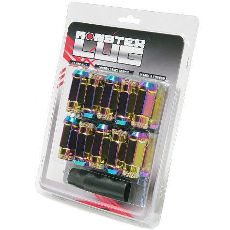 Wheel Mate Monster Open End Lug Nut Set of 20 - Chrome Neon 14x1.50 for high performance car parts at DTX Performance shop
