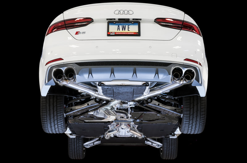 AWE Tuning Audi B9 S5 Sportback Track Edition Exhaust - Non-Resonated (Black 102mm Tips) - DTX Performance