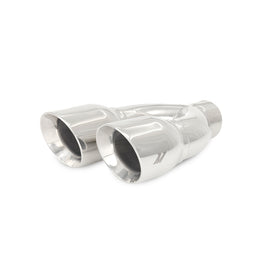 Mishimoto Universal Steel Muffler Tip 2.5in Inlet Dual Y Polished for performance car parts at DTX Performance.
