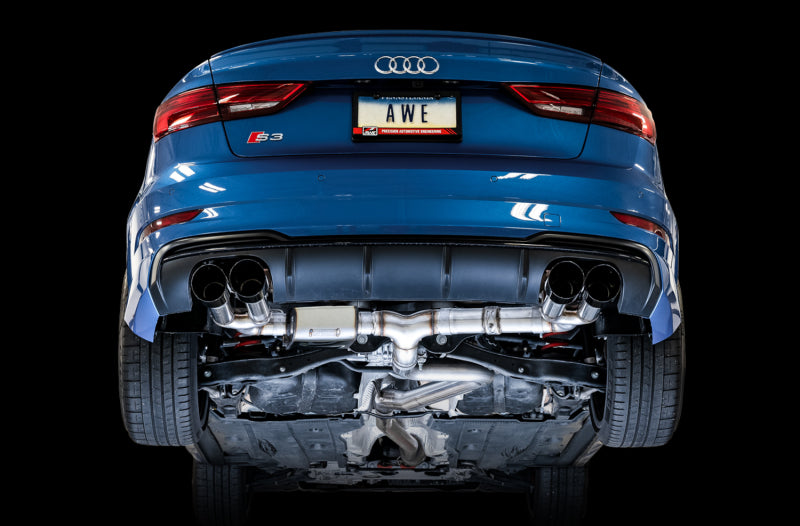 AWE Tuning Audi 8V S3 SwitchPath Exhaust w/Diamond Black Tips 102mm - DTX Performance