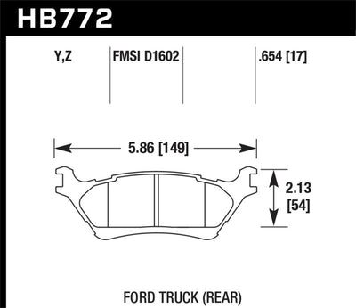Hawk 2012-2016 Ford F-150 / Full-Size Trucks and SUV - LTS Street Brake Pads diagram for high performance car parts.