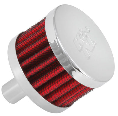 K&N Steel Base Chrome Top Crankcase Vent Filter 1/2in. Vent / 2in. OD / 1-1/2in. Height for performance car tuning
