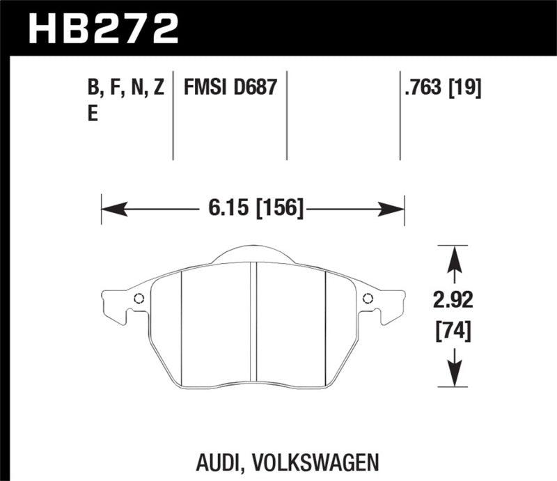 Hawk 00-06 Audi TT/TT Quattro / 96-06 VW (Various) HPS Street Front Brake Pads - DTX Performance