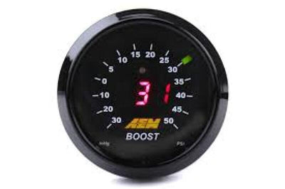 AEM 52mm Boost Digital Gauge -30-50psi for performance car parts at DTX Performance, veteran owned shop for tuning upgrades