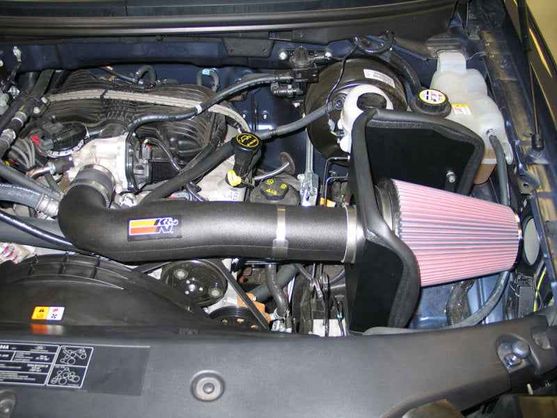 K&N 06 Ford F150 V6-4.2L Performance Intake Kit installed in engine bay, veteran owned performance shop, performance car parts