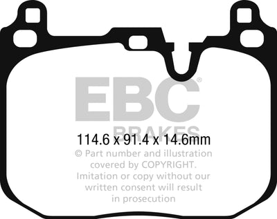 EBC 2015+ Mini Cooper John Cooper Works Redstuff Front Brake Pads - high performance brakes from DTX Performance veteran owned shop.