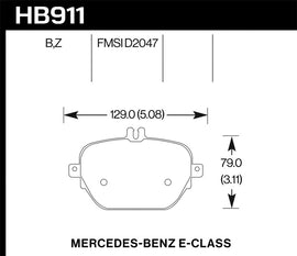 Hawk 17-18 Mercedes-Benz E43 AMG 3.0L Performance Ceramic Brake Pads Diagram