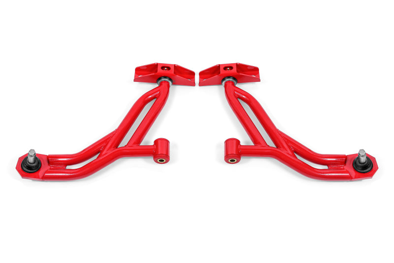 BMR 10-14 Ford Mustang Non-Adj. Lower A-Arms Delrin/Rod End w/ 19mm Tall Ball Joint - Red - DTX Performance