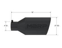 Load image into Gallery viewer, MBRP Universal Tip 8in O.D. Rolled End 4in inlet 18in length Black, perfect for performance car parts and tuning upgrades, DTX Performance shop.