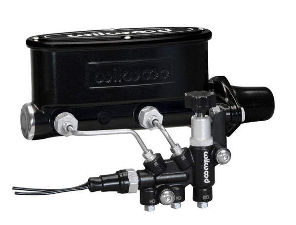 Wilwood HV Tandem M/C Kit w L/H Bracket & Prop Valve - 1in Bore Black, performance car parts, high performance brakes from DTX Performance