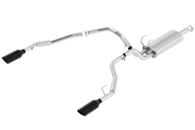 Borla 09-17 Ram 1500 5.7L V8 S-Type Exhaust showcasing dual black chrome tips, ideal for performance car tuning and engine parts