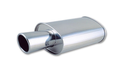 Vibrant StreetPower Oval Muffler with 4in Round Tip Angle Cut Rolled Edge - 2.5in inlet I.D. | DTX Performance car parts