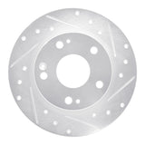 R1 16-25 Honda Civic Hatchback Rear Right Drilled & Slotted Silver Brake Rotor