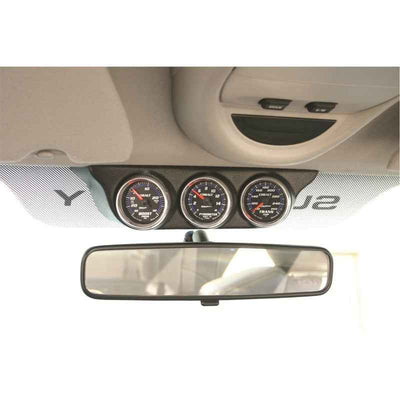 Autometer 99-07 Ford Super Duty / 03-07 Dodge Ram Black Triple Overhead Console Pod in vehicle.