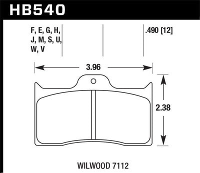 Hawk Wilwood DTC-30 Brake Pads dimensions for high performance car parts and brake upgrades.