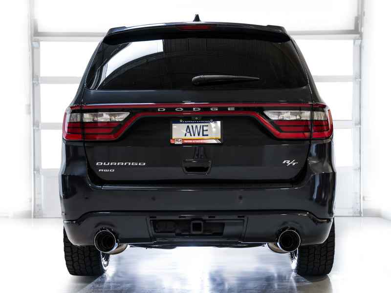 AWE Tuning 11-24 Dodge Durango 5.7L Touring Edition Exhaust w/ Chrome Silver Tips on a performance car.