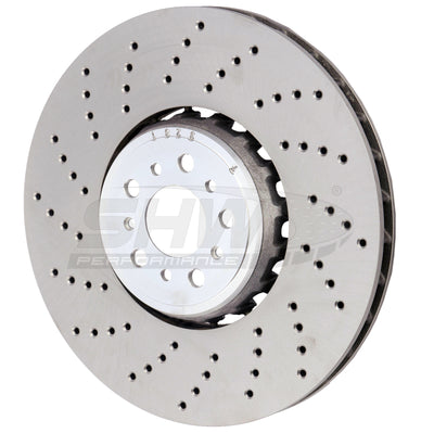 SHW 18-21 BMW M5 4.4L Left Front Cross-Drilled Lightweight Brake Rotor (34117991101) performance car parts by DTX Performance