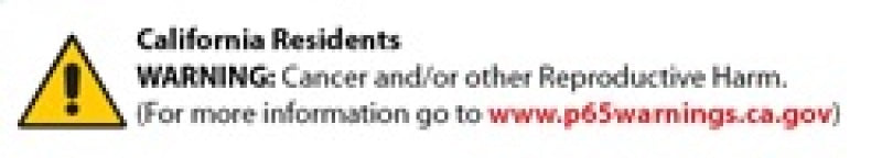California Proposition 65 warning for cancer and reproductive harm with website link for more information.