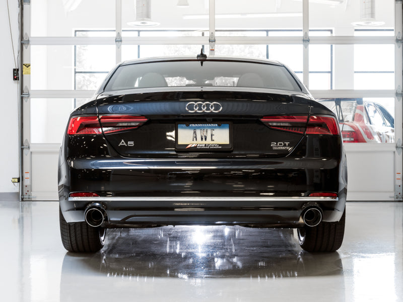 AWE Tuning Audi B9 A5 Touring Edition Exhaust Dual Outlet - Chrome Silver Tips (Includes DP) - DTX Performance