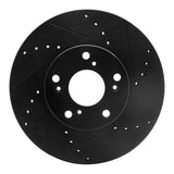 R1 06-15 Honda Civic Front Right Drilled & Slotted Black Brake Rotor