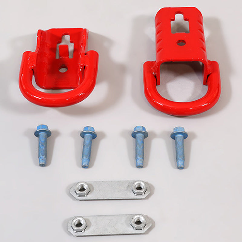 Ford Racing 15-22 F-150 Tow Hooks - Red (Pair) with steel bolts and brackets, aftermarket performance parts, high performance auto parts