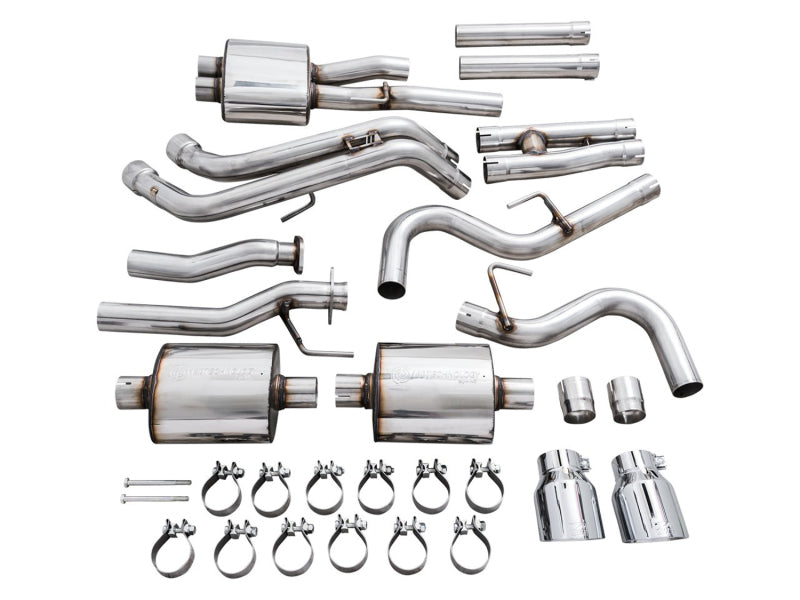 AWE 16-22 Toyota Tacoma 0FG Catback Exhaust w/ BashGuard - Dual Chrome Silver Tips - DTX Performance