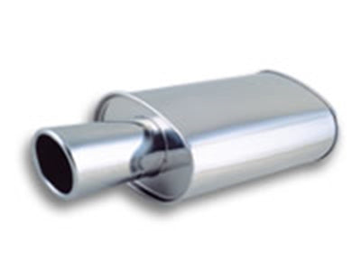 Vibrant StreetPower Turbo Oval Muffler with 4in Round Tip Angle Cut Rolled Edge - 3in inlet I.D. performance car parts by DTX Performance