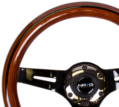 NRG Classic Wood Grain Steering Wheel (310mm) Dark Wood & Black Line Inlay w/Blk Chrome 3-Spoke Ctr. for performance car parts