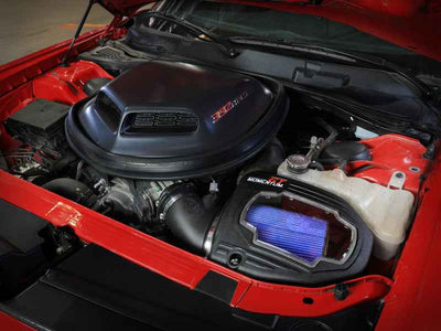 aFe Momentum GT Pro 5R Intake System 11-23 Dodge Challenger V8-6.4L HEMI w/Shaker Hood installed in engine bay.