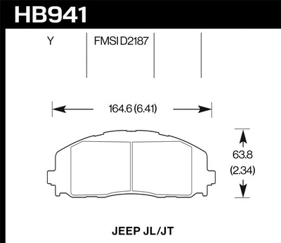 Hawk 2018 Jeep Wrangler Rubicon LTS Street Front Brake Pads by DTX Performance. High performance car parts for brake upgrades and tuning.